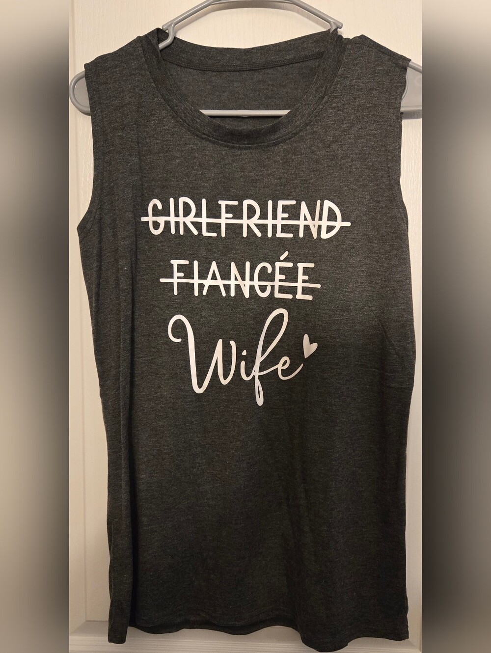 Girlfriend To Fiancee To Wifd Graphic Sleeveless/Muscle Tank Top - Dark Gray